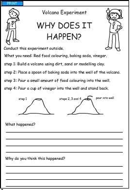 Make a Volcano - Chemical Reactions, Science skills online, interactive activity lessons