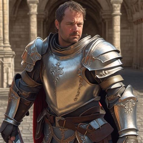 male paladin, plate armor, medieval city street, head and shoulders portrait, 8k resolution ...