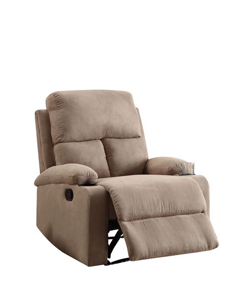 ACME Rosia Light Brown Microfiber Recliner with Cup Holder - Walmart.com