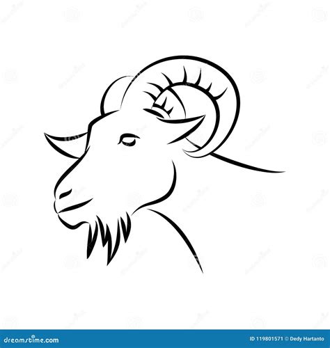 Goat head sketch stock vector. Illustration of graphic - 119801571