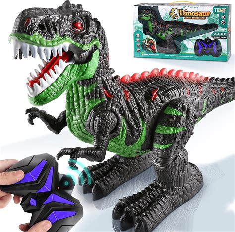 8 Channels 2.4G Remote Control T-rex Dinosaur Toy for Kids 4-7, Rechargeable Electric Walking ...