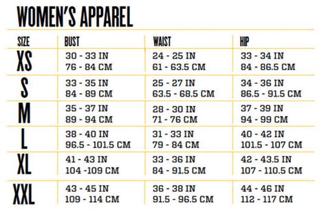 Standard Us Womens Size Chart - Greenbushfarm.com