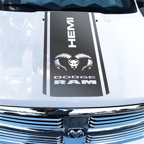 For Hood Decal Dodge Ram Hemi 1500 2500 3500 Rebel Mopar Vinyl Stripes Graphic-in Car Stickers ...