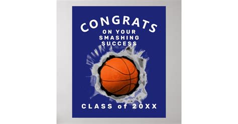 basketball graduation congrats poster | Zazzle