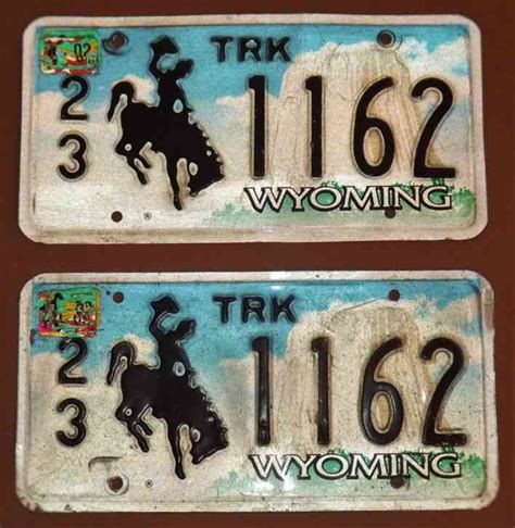 License Plate: State of Wyoming # 23-1162 (Pair) Year: