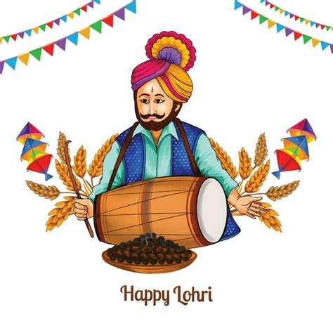 Happy lohri holiday festival of punjab card design 35992288 Vector Art ...