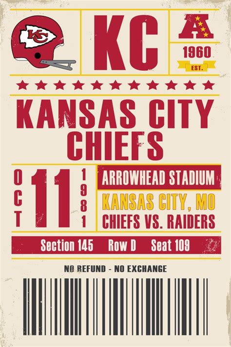 Kansas City Chiefs Retro Ticket Print | Kansas city chiefs, Kansas city ...