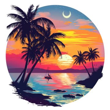 Beautiful Tropical Sunset Beach Landscape, Tropical, Sunset, Beach PNG Transparent Image and ...