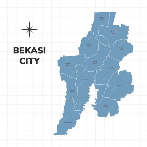 Premium Vector | Bekasi city map illustration Map of cities in Indonesia