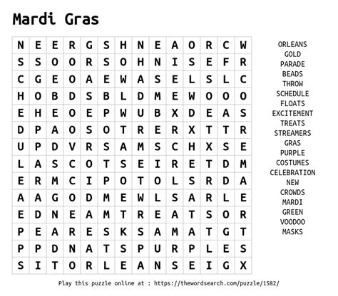 Download Word Search on Mardi Gras