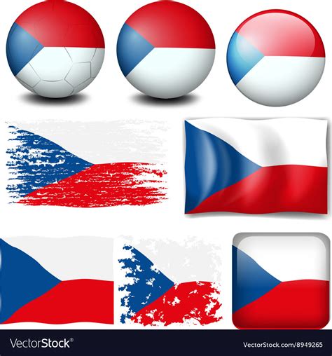 Czech republic flag in different designs Vector Image