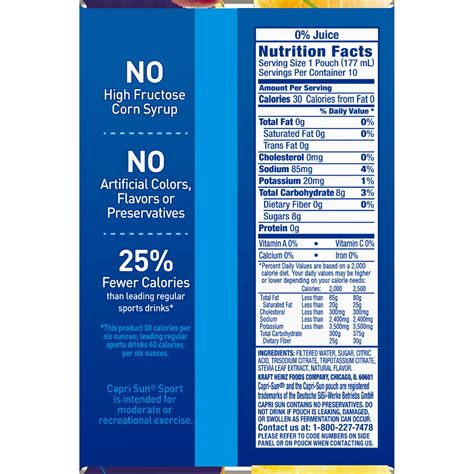 Capri Sun Nutrition Label - Best Label Ideas 2019