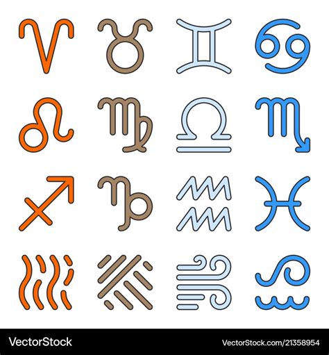 Signs zodiac elements water fire earth air icons Vector Image