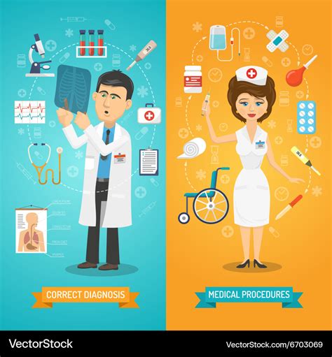 Doctor and nurse banner Royalty Free Vector Image