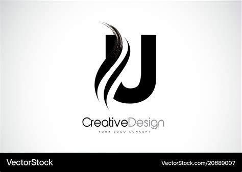 U letter logo design brush paint stroke artistic Vector Image
