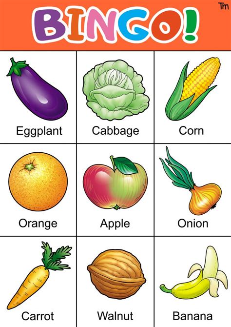 Fruit and Veggie Bingo Game with FREE Bingo Cards. TeachersMag.com