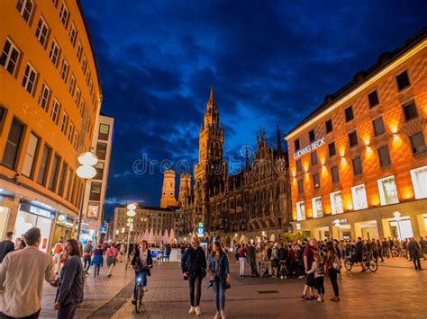 Munich Marienplatz At Night. Stock Image - Image of church, architecture: 6044825