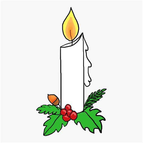 Christmas Candle With Holy - White Advent Candle Clipart, HD Png Download - kindpng