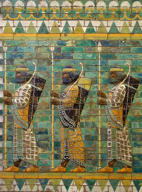 A frieze made of glazed brick tiles depicting persian warriors, from ...