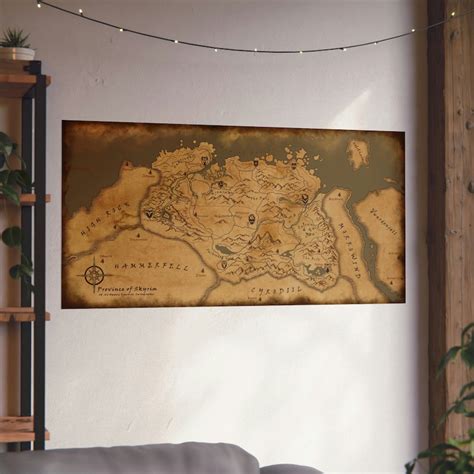 Skyrim Map Posters, the Elder Scrolls Map Poster, Skyrim Map Print, Map of Tamriel, Province of ...