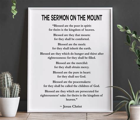 The Sermon on the Mount by Jesus Christ Gospel of Matthew Chapter 5 Scripture Poster Psalm ...