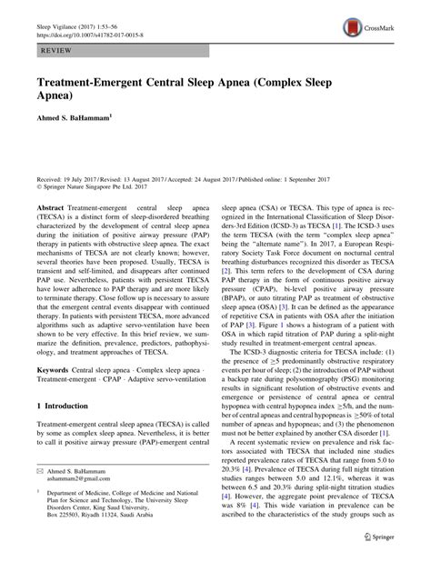 (PDF) Treatment-Emergent Central Sleep Apnea (Complex Sleep Apnea)