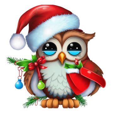 Cute Christmas Owl With Red Hat, Christmas Hat, Christmas Owl, Red Christmas Hat PNG Transparent ...