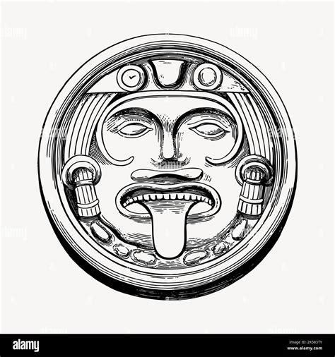 Aztec sun stone drawing, vintage hand drawn illustration vector Stock Vector Image & Art - Alamy