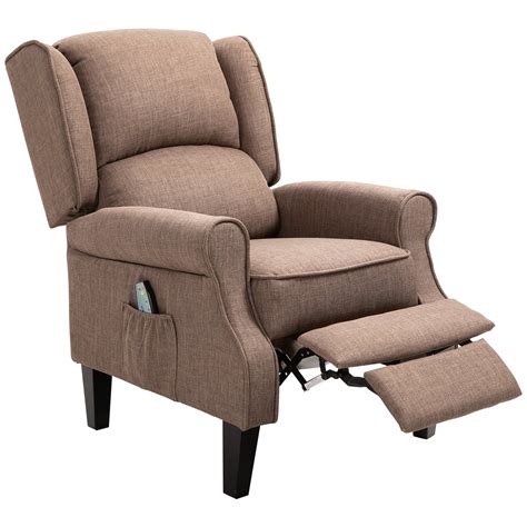 HOMCOM Heated Vibrating Massage Recliner Chair Linen Fabric - Walmart.com