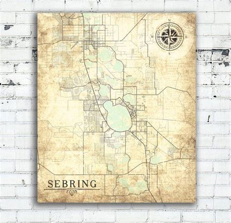 SEBRING FL Canvas Print Florida FL Vintage map City Map Florida Vintage ...