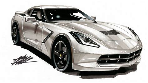 Realistic Car Drawing - Chevrolet Corvette C7 - Time Lapse | Car drawings, Corvette, Chevrolet ...