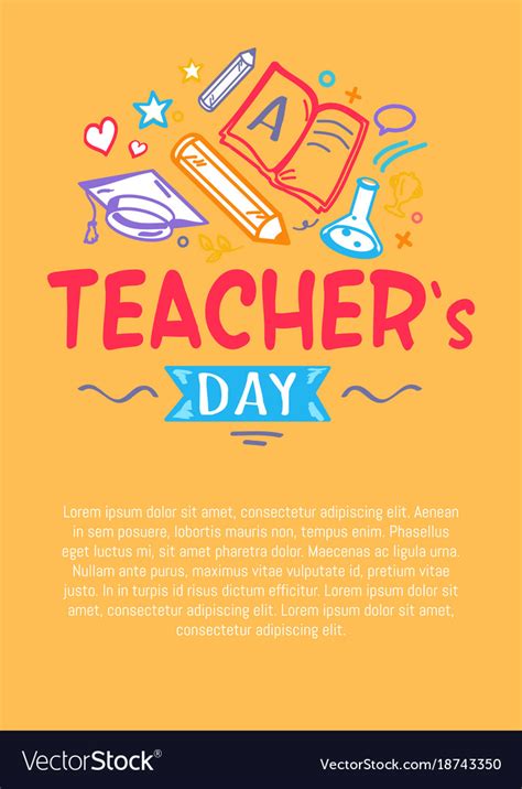 Happy teachers day poster with icons silhouettes Vector Image