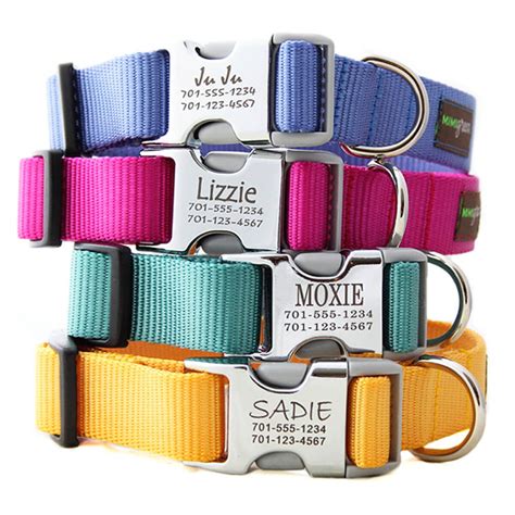 Engraved Buckle Nylon Webbing Personalized Dog Collars