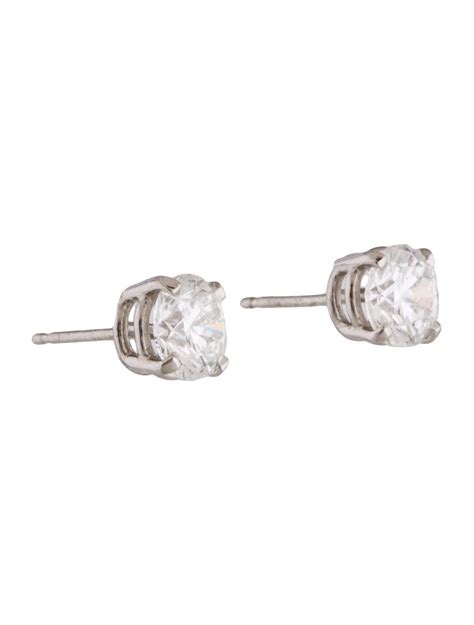 Platinum Diamond Stud Earrings - Earrings - EARRI21864 | The RealReal