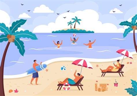 Happy Summer Time on Beach Illustration 2490345 Vector Art at Vecteezy