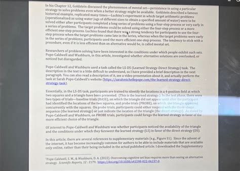 Solved In his Chapter 12, Goldstein discussed the phenomenon | Chegg.com