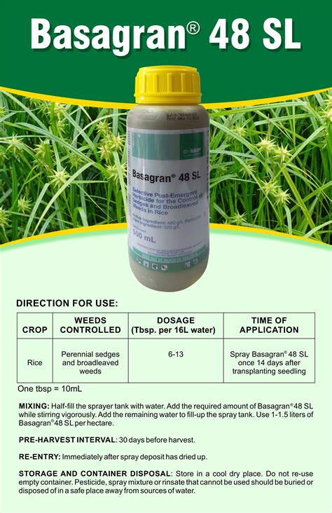 Basagran 48 SL | Selective Herbicide | Bentazon - 1 liter – Pest Control Philippines