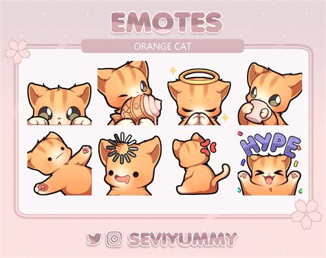 Cute Orange Cat Emotes twitch/discord Kawaii Kitty - Etsy