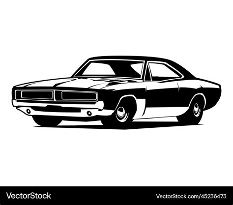 Dodge charger car logo 70s silhouette Royalty Free Vector