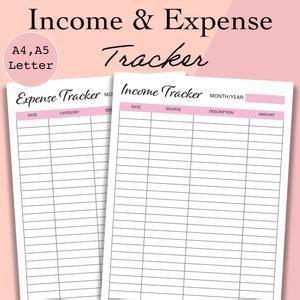 Income and Expense Tracker Printable Finances Tracker | Etsy | Bill tracker printable, Budget ...