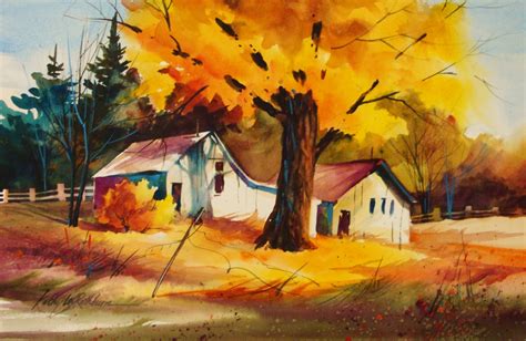 Kathy Los-Rathburn, watercolorist: Fall Barn