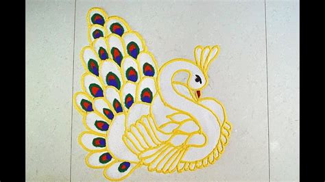 Peacock Rangoli Design || Sanskar Bharti Rangoli Design | Sanskar ...