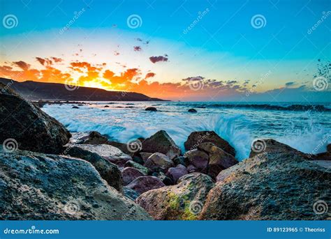 Beautiful Sunset on the Las Canteras Beach Along the City of Las Palmas ...