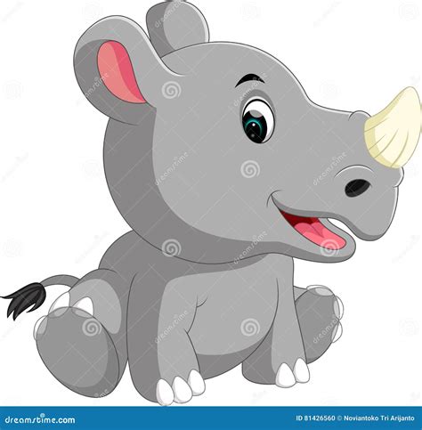 Cute Rhino With Happy Face Cartoon Vector | CartoonDealer.com #97675159