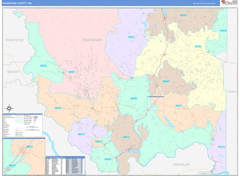 Okanogan County, WA Wall Map Color Cast Style by MarketMAPS - MapSales.com