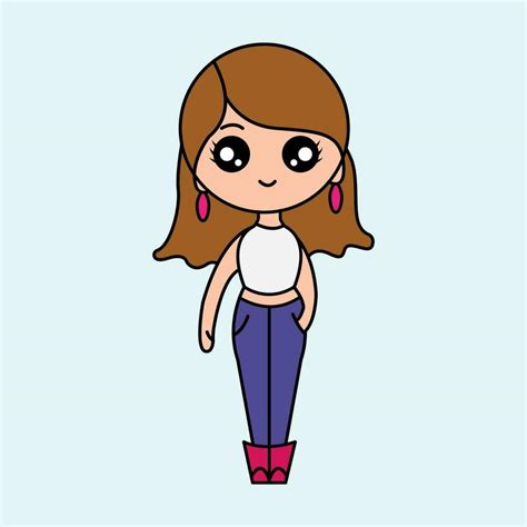 Cute Girl Cartoon for drawing book. vector illustration 27894273 Vector ...