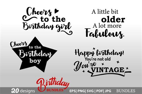 Birthday Bundle SVG Birthday Funny Quotes Happy Birthday | Etsy