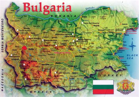 Large map of Bulgaria with relief, roads and cities | Bulgaria | Europe ...