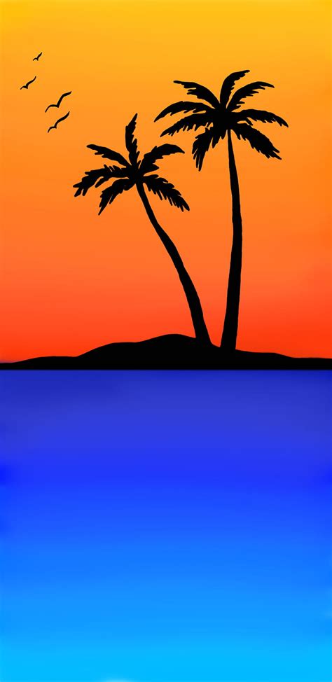 1080P free download | Sunset, birds, drawing, nature, sea, simple ...