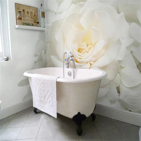 Custom 3D Mural Wallpaper Modern Simple White Rose Bathroom Backdrop ...